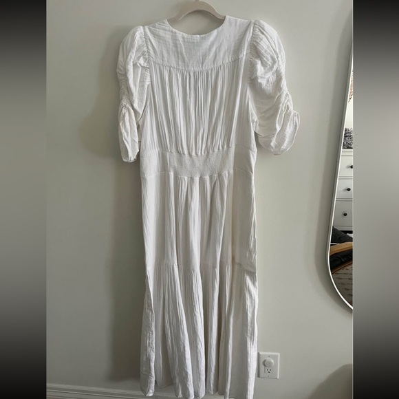 Me+Em NWT Gathered Sleeve Cheesecloth Dress, white cotton maxi dress - Picture 8 of 9